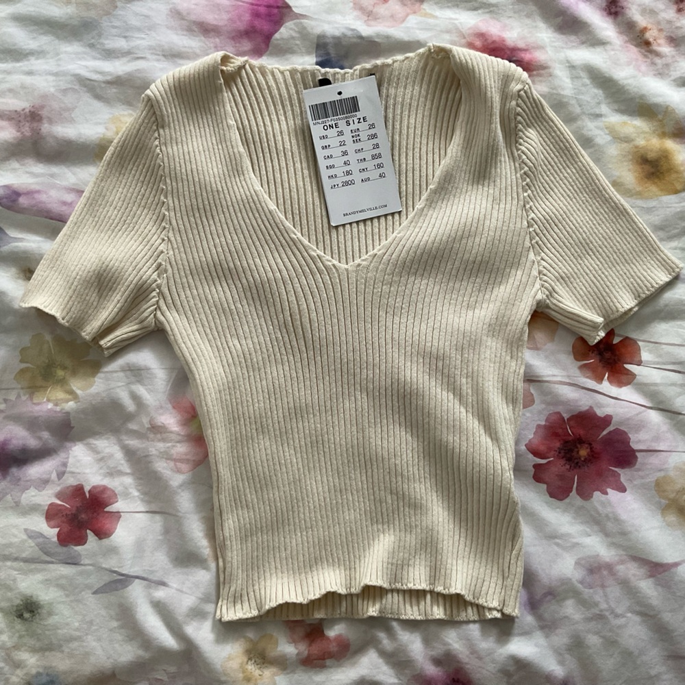 Brandy Melville John Galt Shirt Tan Cream New With Tags